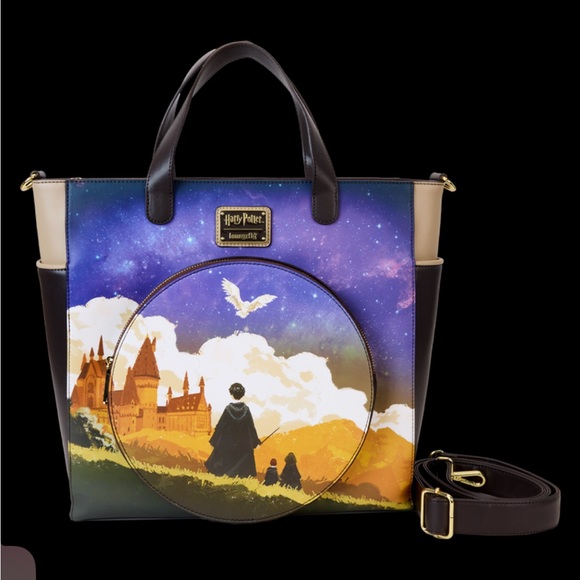 Loungefly Handbags - Harry Potter Hogwarts Starry Sky Convertible Backpack & Tote Crossbody Bag NWT